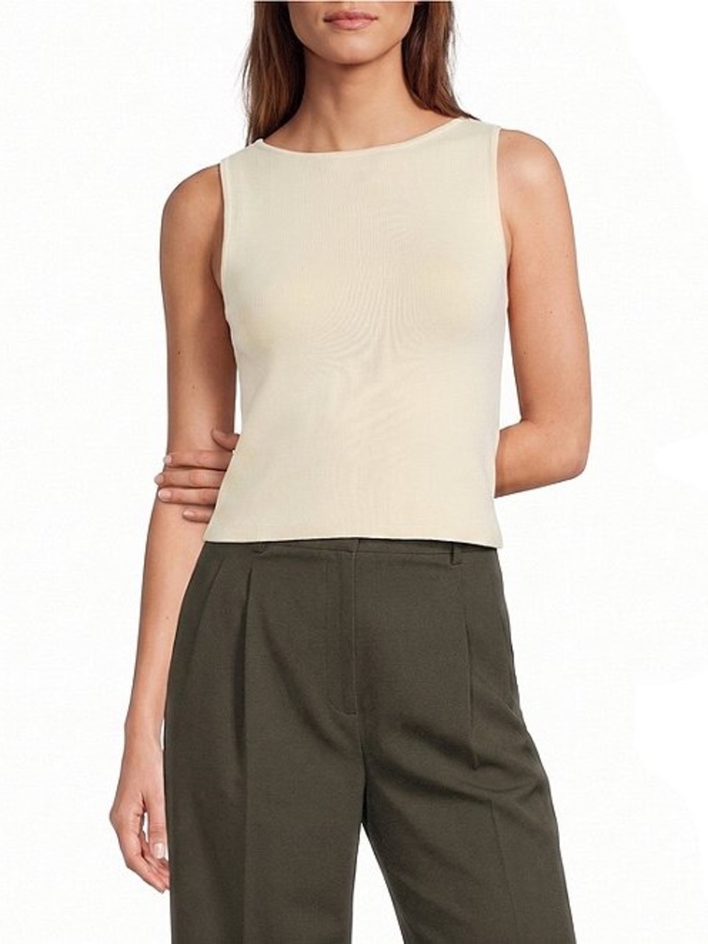 ANTONIO MELANI Cream Sleeveless Crewneck Tank